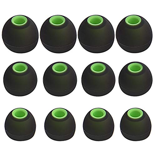 Product Cover SUNMNS 6 Pairs Silicone Eartips Eargels Earpads Ear Tips Gels Bud for Senso Zeus Otium Hussar Mpow Sport Bluetooth Headphones (Green+Black)
