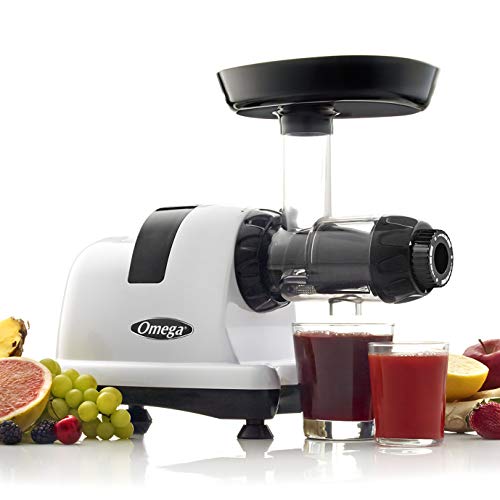 Product Cover Omega J8006HDS Nutrition Center Quiet Dual-Stage Slow Speed Masticating Juicer Makes Fruit and Vegetable 80 Revolutions per Minute High Juice, 200-Watt, Silver