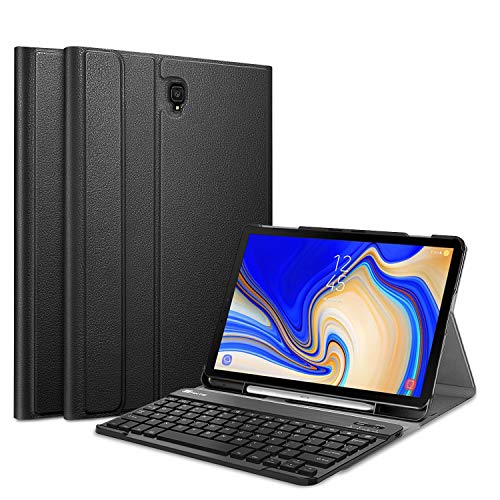 Product Cover Fintie Keyboard Case for Samsung Galaxy Tab S4 10.5 2018 Model SM-T830/T835/T837, Slim Shell Lightweight Stand Cover with Detachable Wireless Bluetooth Keyboard, Black