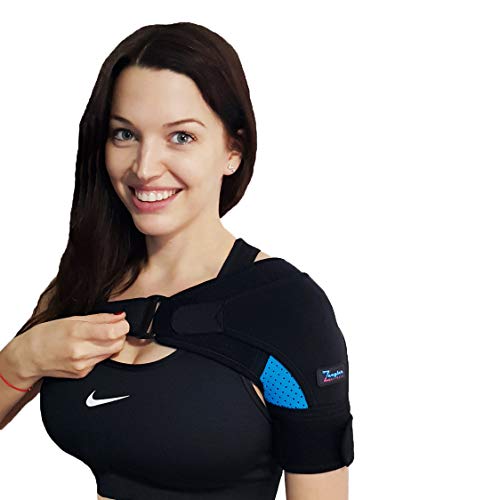 Product Cover Shoulder Brace by Zeegler Orthosis - for Small Body Frames | Women | Men | Kids - Support and Stability, Pain Relief in Injuries as: Torn Rotator Cuff, AC Joint, Bursitis, Frozen Shoulder (Blue)