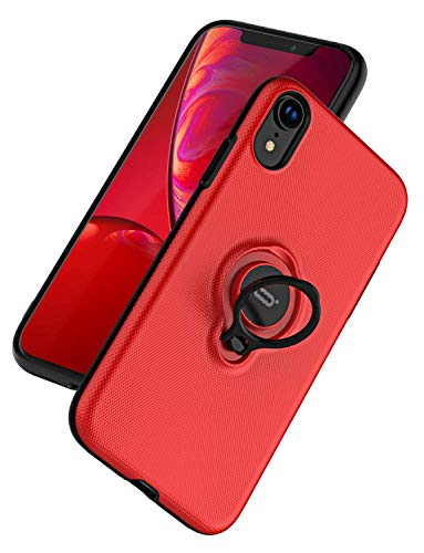 Product Cover DESOF ICONFLANG iPhone XR Case, Ultra-Slim iPhone XR Case Ring Holder Stand Compatible Magnetic Car Mount Cover Case Apple iPhone XR (2018) 6.1 inch - Red