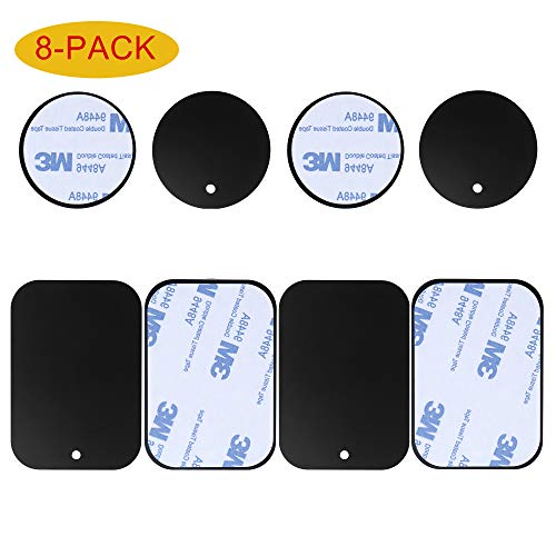 Product Cover 8-Pack Replacement Mount Metal Plates D.Sking Car Phone Holder Iron Plates for Car Mount Car Kits (8-Pack Black)