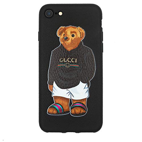Product Cover Stylish Bear Custom Fashion Protective Flexible Case/Cover/Skin Leather Finish for iPhone (Black Bear, iPhone 6+/6s+)