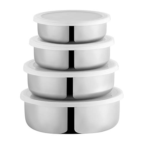 Product Cover Amazon Brand - Solimo 4-Piece Stainless Steel Storage Container Set, 17 cm
