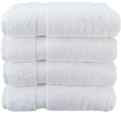 Product Cover Wealuxe Cotton Bath Towels - Soft and Absorbent Hotel Towel - 27x52 Inch - 4 Pack - White