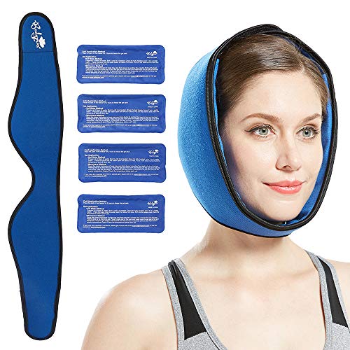 Product Cover Face ice Pack for Jaw, Head and Chin, Adjustable Hot and Cold Wrap for Wisdom Teeth and TMJ Pain Relief