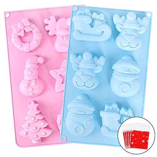 Product Cover SHAN RUI Silicone Soap Mold, 2pcs 6-Cavity Christmas Handmade Soap Molds, for Making Fudge, Cake, Chocolate, Ice Cube etc.
