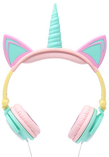 Product Cover Gabba Goods Premium LED Light Up in The Dark Unicorn Over The Ear Comfort Padded Stereo Headphones with AUX Cable | Earphone Gift