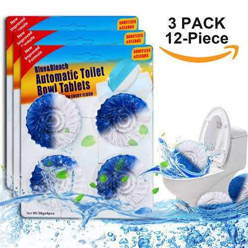 Product Cover Optimal 12 Count Automatic Toilet Bowl Cleaner Tablets, Bleach & Blue (3 Packs)