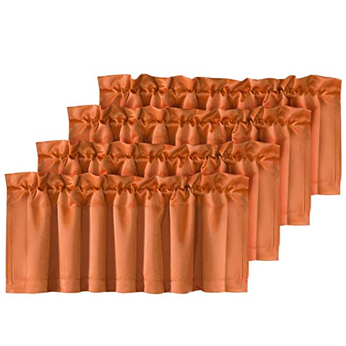Product Cover H.VERSAILTEX Room Darkening Curtain Valances for Windows Rod Pocket Valances for Bedroom, Set of 4 Pack, Burnt Orange, 52 inch by 18 inch