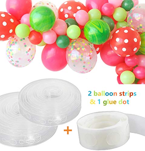 Product Cover GuassLee 2 Rolls Balloon Arch Strip 16ft Balloons Garland Balloon Decorative Strip with Glue Dot for Birthday Wedding Event Halloween Christmas Decorations