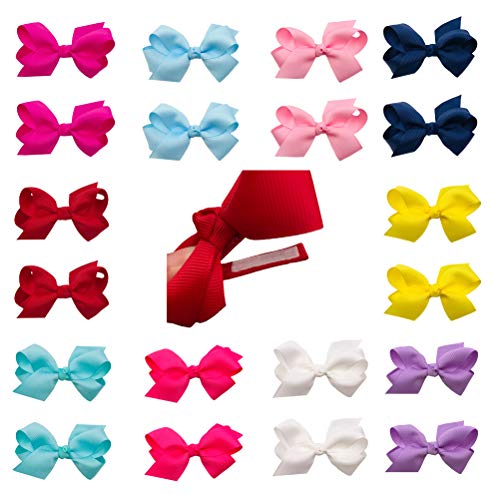 Product Cover Ruyaa 3 Inches Fully Lined Hair Bows Clips for Baby Girls Fine Hair Infants Pairs 20pcs Pigtails