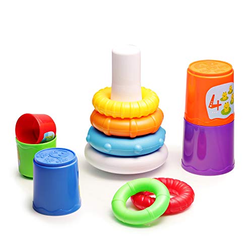 Product Cover infunbebe Stacking Toys 2 in 1 Stacking Cups and Stacking Ring for Toddlers, Educational Stacker Toys for Baby from 6 Months