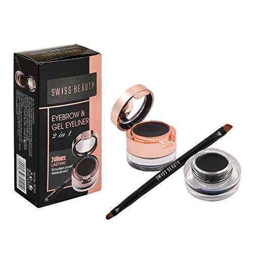 Product Cover Swiss Beauty 2In1 Gel Eyeliner & Eyebrow Powder 24Hrs Smudge-Proof - Black