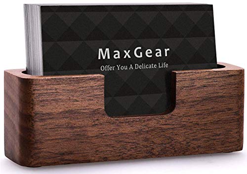 Product Cover MaxGear Business Card Holder Wood Business Cards Holder for Desk Business Card Display Holder Desktop Business Card Stand for Office,Tabletop - Rectangle