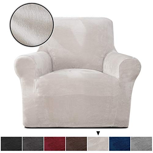 Product Cover Rose Home Fashion RHF Velvet Chair Slipcover,Jacquard Stretch Chair Cover, Chair Slip Cover for Leather Couch-Polyester Spandex Slipcovers for Chairs(Beige-Chair)