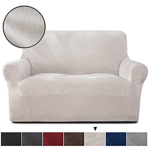 Product Cover Rose Home Fashion RHF Velvet Loveseat Slipcover Slipcovers for Couches and Loveseats, Loveseat Cover&Couch Cover for Dogs, 1-Piece Sofa Protector(Beige -Loveseat)