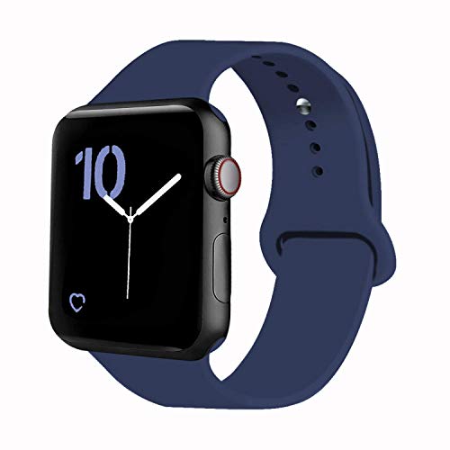 Product Cover VATI Sport Band Compatible for Apple Watch Band 38mm 40mm, Soft Silicone Sport Strap Replacement Bands Compatible with 2019 Apple Watch Series 5, iWatch 4/3/2/1, 38MM 40MM M/L (Midnight Blue)