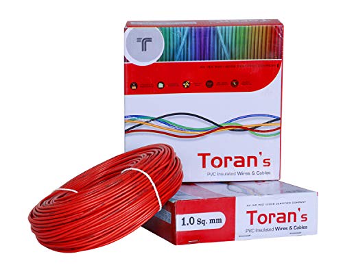 Product Cover DMTTM Toran PVC nsulated Wire 1.0 SQ/MM Single Core Flexible Copper Wires and Cables for Domestic/Industrial Electric | Home Electric Wire | 90 Mtr Coil | | Electrical Wire | (Red)