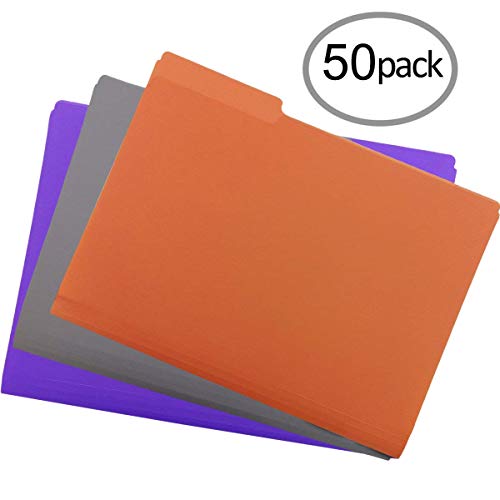 Product Cover Plastic File Folders 50PCS Heavy Duty Plastic Folders 1/3 Cut Tab Letter Size Assorted Colors for Organizing and Easy File Storage Plastic File Folders Colored