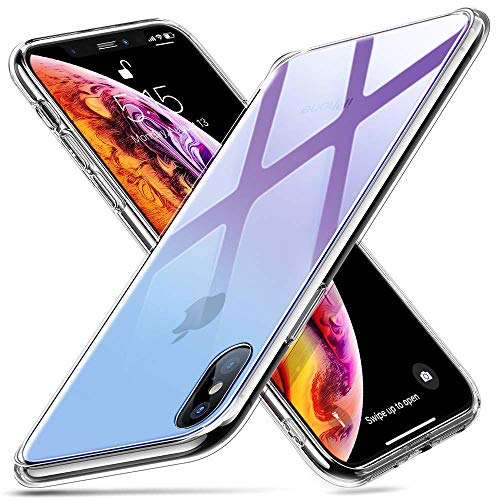 Product Cover ESR Mimic Tempered Glass Case for iPhone Xs Max，9H Tempered Glass Back Cover [Mimics The Glass Back of iPhone] + Soft Silicone Bumper [Shock Absorption] for iPhone 6.5 inch (Purple Blue Crystal)