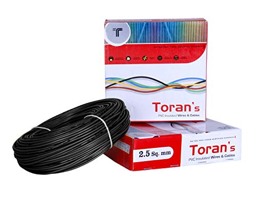 Product Cover DMTTM Toran PVC nsulated Wire 2.5 SQ/MM Single Core Flexible Copper Wires and Cables for Domestic/Industrial Electric | Home Electric Wire | 90 Mtr Coil | | Electrical Wire | (Black)