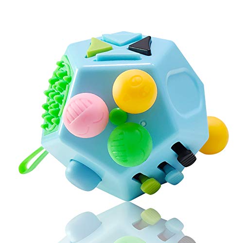 Product Cover VCOSTORE 12 Sided Fidget Cube, Dodecagon Fidget Toy for Children and Adults, Stress and Anxiety Relief Depression Anti Cube for All Ages with ADHD ADD OCD Autism (Blue)