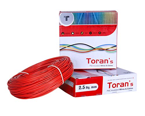 Product Cover DMTTM Toran PVC nsulated Wire 2.5 SQ/MM Single Core Flexible Copper Wires and Cables for Domestic/Industrial Electric | Home Electric Wire | 90 Mtr Coil | | Electrical Wire | (Red)