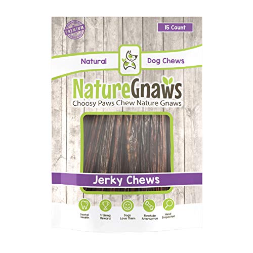 Product Cover Nature Gnaws Junior Jerky Sticks 5-6 inch - 100% Natural Beef Chews for Small Dogs (15 Count)