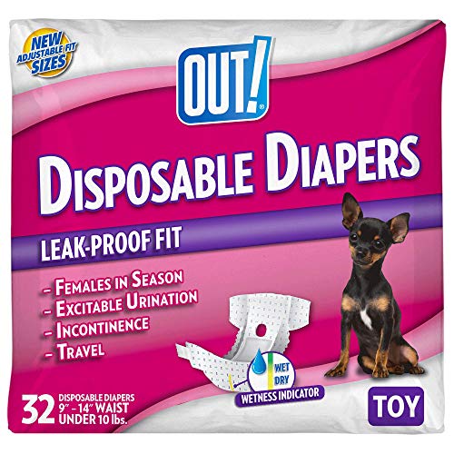 Product Cover OUT! Pet Care Disposable Female Dog Diapers | Absorbent with Leak Proof fit | Toy, 32 Count