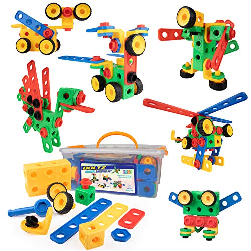 Product Cover USA Toyz Boltz STEM Building Toys - 101 Pc Construction Set, Educational Toys for Kids with Engineering Blocks, Bolts, Wheels and Ratchet