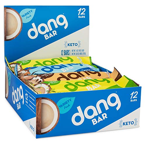 Product Cover Dang Keto Bar | 3 Flavor Variety | 12 Pack | Keto Certified, Vegan, Low Carb, Low Sugar, Plant Based, Gluten Free Snacks | 4-5g Net Carbs, 9g Protein, No Added Sugars