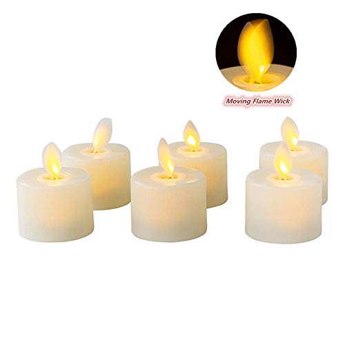 Product Cover Flameless LED Tea Light Candles Realistic Dancing LED Flames Electric Fake Candles Flickering Battery Operated Candles LED Votive Candles Unscented Tealights, Decorative Candles Warm White, Pack of 6