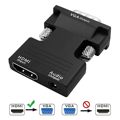 Product Cover HUACAM 1080P Female HDMI to VGA Male Converter Adapter Dongle - 3.5mm Stereo Audio - for TVs, Speakers, Computers, Laptops, Gaming Consoles, Notebooks, Blu-ray DVD Players & More