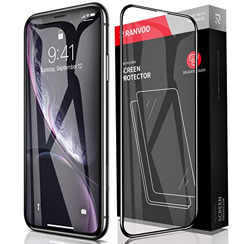 Product Cover RANVOO iPhone XR Screen Protector 9H Tempered Glass [Shatter-Proof] HD Full Coverage [Anti-Scratch] [Anti-Fingerprint] 3D Touch 9H Glass Film for Apple iPhone XR