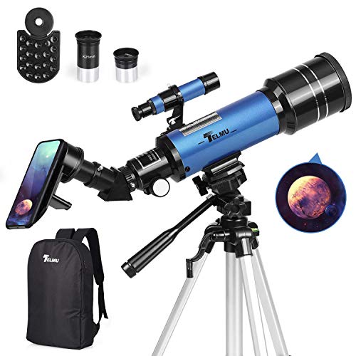 Product Cover TELMU Telescope, 70mm Aperture 400mm AZ Mount Astronomical Refracting Telescope Adjustable(17.7In-35.4In) Portable Travel Telescopes with Backpack, Phone Adapter