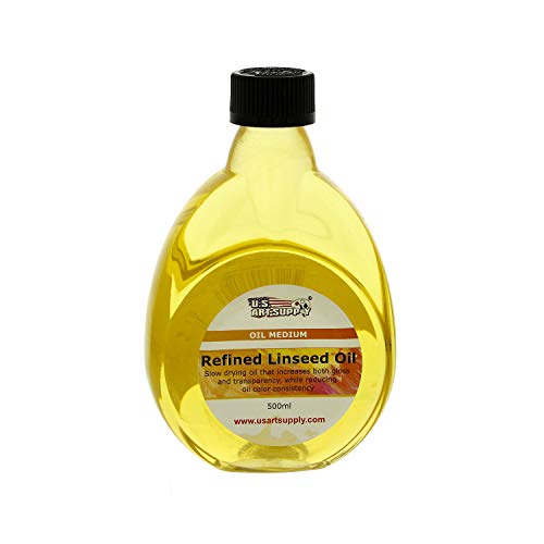 Product Cover U.S. Art Supply - Refined Linseed Oil -, 500ml / 16.9 Fluid Ounce Container