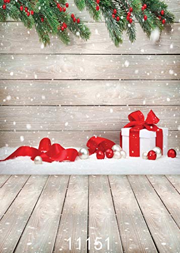 Product Cover AIIKES 5X7FT Christmas Backdrop for Photography Wood Christmas Photo Backdrop Merry Christmas Gifts Photography Background Wood Board Backdrop for Snowflakes Photo Booth Prop 11-151