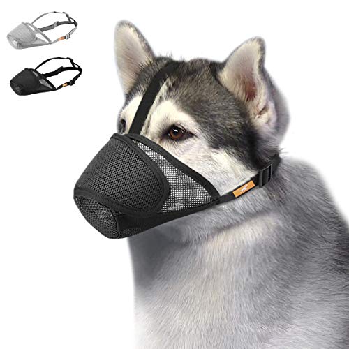 Product Cover Dog Muzzle Mesh with Overhead Strap, No Lick Dog Mask Mouth Guard Muzzle for Dogs Prevent Biting Chewing (S)