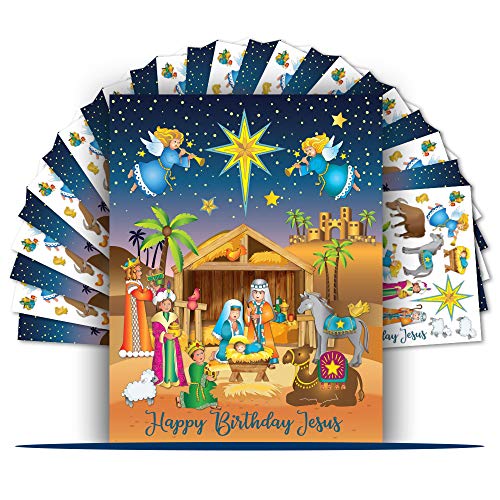 Product Cover Colonel Pickles Novelties Nativity Stickers - 12 Sticker Sheet Sets - Christmas Crafts for Kids