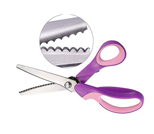 Product Cover NEJLSD Pinking Shears for Fabric Scalloped 5mm, Stainless Dressmaking Sewing Scissors Steel Handled Professional Zig Zag Fabric Craft Scissors 9.3 inch (Purple)