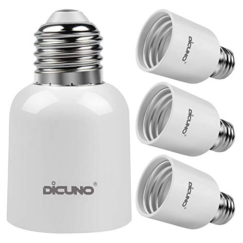 Product Cover DiCUNO E26 to E39 Adapter, Medium E26 to Mogul E39 Screw Base Light Bulb Socket Converter, Maximum 300W and 165℃ Heat Resistant 4Pcs