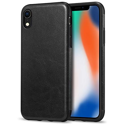 Product Cover TENDLIN Compatible with iPhone XR Case Premium Leather Outside and Flexible TPU Silicone Hybrid Slim Case Compatible with iPhone XR - 2018 (Black)