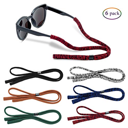 Product Cover Glasses Strap (Pack of 6) with Glasses Cleaning Cloth for Men Women Sunglasses Sports Eyewear Strap Glasses Retainer Adjustable Fit 6 Colors