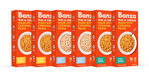 Product Cover Banza Chickpea Mac and Cheese, Variety Pack - Gluten Free Healthy Mac and Cheese, High Protein, Lower Carb and Non-GMO - (Pack of 6)