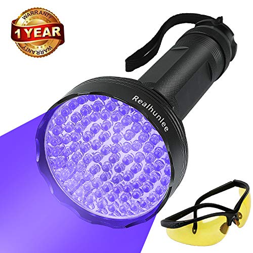 Product Cover UV Black Light Flashlight, Super Bright 100 LED #1 Best Pet Dog Cat Urine Detector light Flashlight for Pet Urine Stains, UV Blacklight Flashlight with UV Sunglasses for Bed Bugs Scorpions, Home Hotel