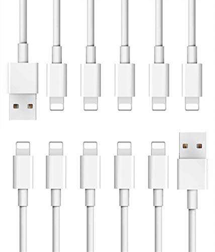 Product Cover Charging Cables, LoveniMen 6FT [2M] USB Cable, 10 Pack Charger Cords Fast Charging Syncing Wires Leads Data Lines Compatible with Phone XR XS MAX X 8 8plus 7 7 Plus 6 6s 5 5s SE - White 10 Pcs