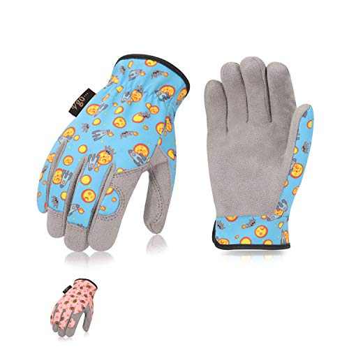 Product Cover Vgo... 2Pairs Age 3-4 Kids Gardening, Lawning, DIY Light Duty Work Gloves (Size XS,Random Combination of Blue & Pink, KID-MF7362)