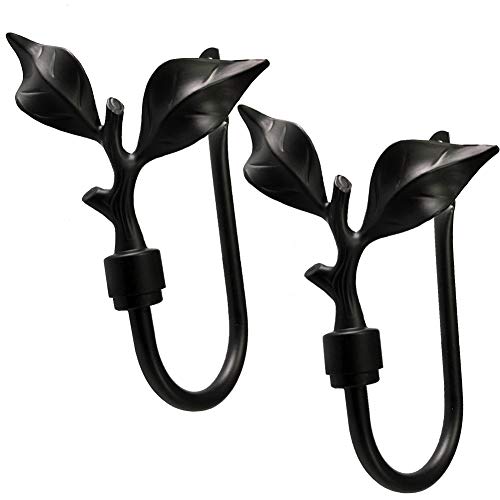 Product Cover Chictie Black Leaves Branch Curtain Holdbacks Christmas Decorative Wall Hook Window Drapery Holder,Vintage Coat Hat Hanger Set of 2