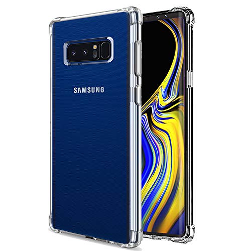 Product Cover Galaxy Note 8 Case Crystal Clear Shockproof Bumper Protective Cell Phone Case for Samsung Galaxy Note 8 Transparent Pure TPU Back Covers for Men Women Boys Girls Flexible Slim Fit Rubber Silicone Gel